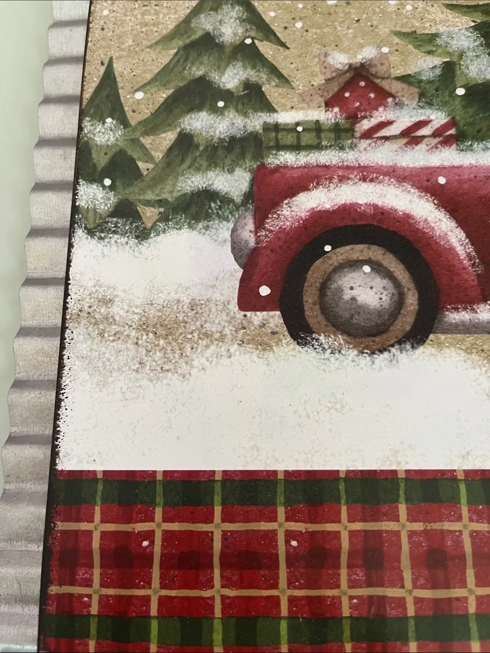 Burton Red Vintage Truck Christmas Wall Art